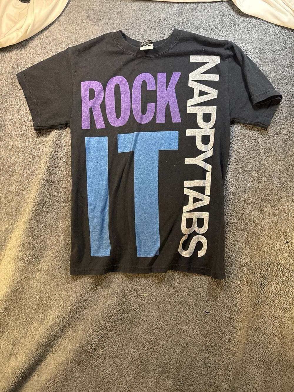 Nappytabs "Rock It" Graphic Dance T-Shirt, Black, Size S